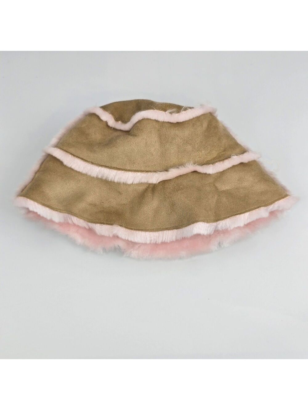 Vintage 2002 2003 Gymboree Puppy Love Baby Girl Bucket Hat Pink Tan Faux Suede